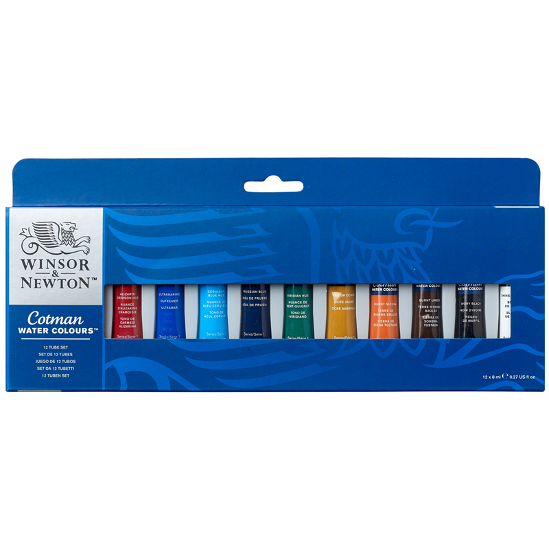 Акварель художественная Winsor&Newton "Cotman" для начинающих, 12цв., 8мл, туба, картон. коробка