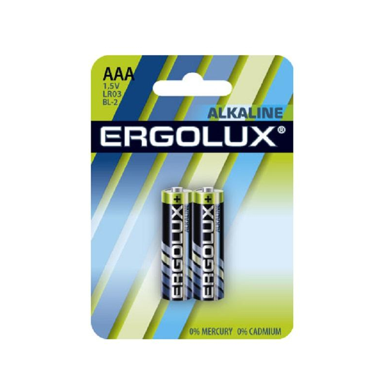 Батарейка Ergolux AAA/LR 03 Alkaline BL-2 (LR 03 BL-2, 1.5В)(2 шт в уп.)