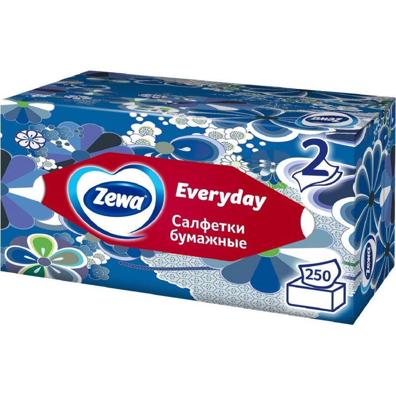 Салфетки косметические Zewa Everyday 2-слойные (250 штук в упаковке)