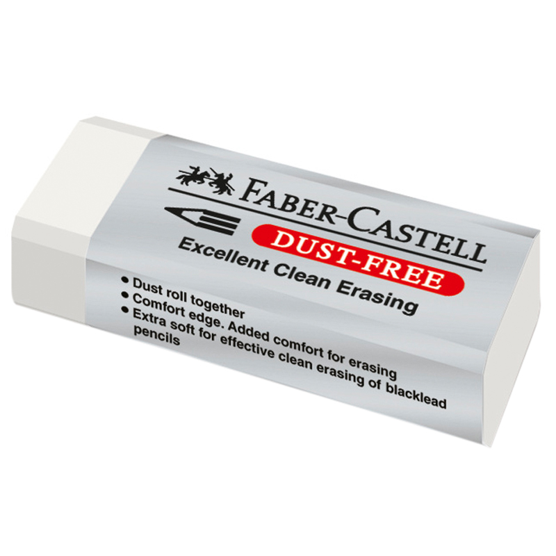 Ластик Faber-Castell "Dust Free", прямоугольный, картонный футляр, 62*21,5*11,5мм