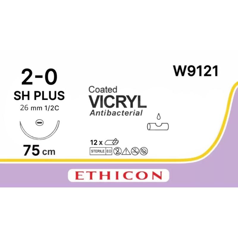 Шовный материал ВИКРИЛ 2/0, 75 см, кол. 26 мм, 1/2 W9121 12 шт./уп.