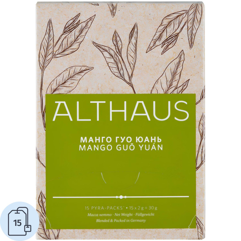 Чай Althaus BIO Mango Guo Yuan зеленый в пирамидках 15 x 2 г