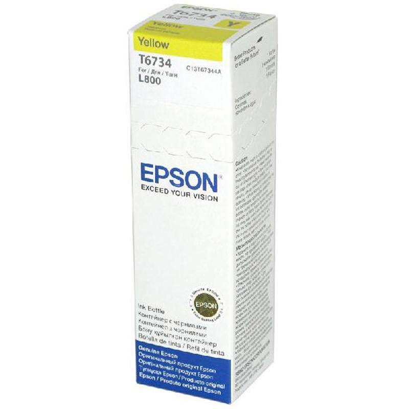 Картридж струйный Epson T6734 C13T67344A жел. для L800